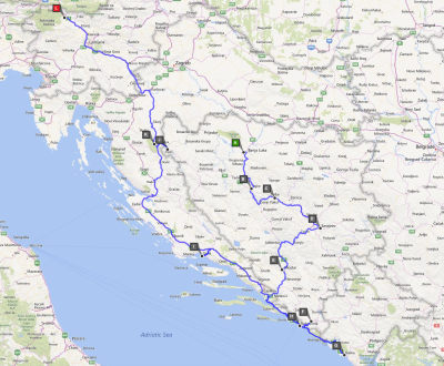 Mapa - plán trasy Balkán 2015