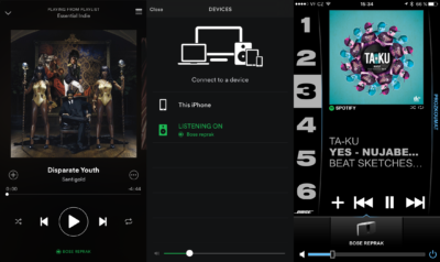 Přehrávač Spotify a aplikace SoundTouch na mobilu